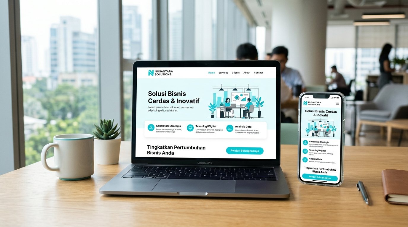 Tampilan website bisnis di laptop dan ponsel hasil jasa pembuatan website Jayapura